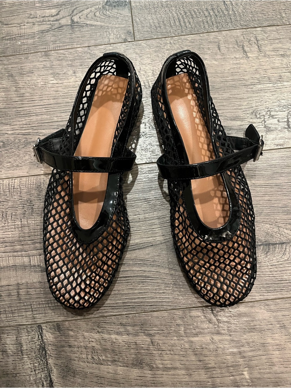 Black Mesh Mary Jane Flats - Picture 1 of 2